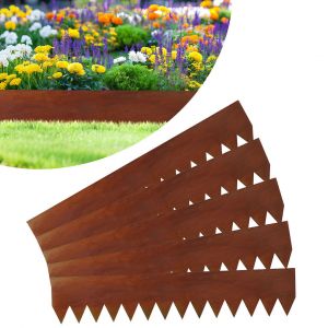 Bordure De Jardin Avec Pointes Bordure De Jardin Avec Pointes Gazon En Acier Galvanis&eacute; Bordure De Pelouse Bordure De Chemin Bordure De Parterre Avec Des Gants Rouille 100x20cm 50m - Neuf