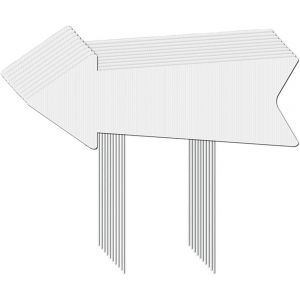 MEVRONISSHOP-Panneaux de Fl&egrave;ches Directionnelles avec Piquets, Paquet de 4 Panneaux de Cour Vierges, Panneaux de Stationnement en Plastique avec Fl&egrave;ches, Guide de Pelouse Ext&eacute;rieure, Installation Fac - Neuf