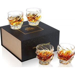 4 Pièces Verres À Whisky,260 Ml Verre A Whiskey En Cristal Pour Cognac,Martini,Whisky,Scotch,Belle Boîte Cadeau - Neuf