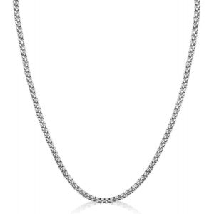 Kal-Collier Cha&icirc;ne Rolo Or/Argent, Collier De Cha&icirc;ne Rolo Carr&eacute; 2/3/4/5/6mm Pour Femmes Collier De Cha&icirc;ne Rolo En Acier Inoxydable Bo&icirc;te &Agrave; Cha&icirc;nes 41-76 Cm - Neuf