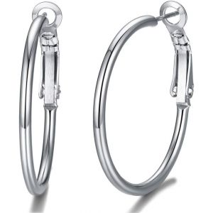 Kal-Boucles D'oreilles Femme Cr&eacute;oles 30/40/70/100mm En Acier Inoxydable/Plaqu&eacute; Or Hoop Earrings - Neuf