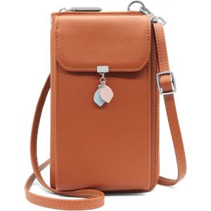 CAUC-Sac T&eacute;l&eacute;phone Portable Femme Portefeuille RFID Blocage Petit Sac Bandouli&egrave;re Pochette avec Porte-Monnaie, 10 Porte Carte, Bandouli&egrave;re et Dragonne - Neuf