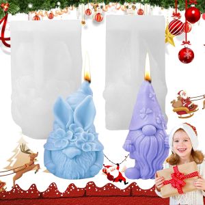 2 Pieces Moule Nain De No&euml;l, Moule En R&eacute;sine &Eacute;poxy Gnome 3d Moule En Silicone Pour Bougie Parfum&eacute;e De No&euml;l Diy Moule En Pl&acirc;tre Nain &Eacute;poxy, Pour Les Ornements De Maison De Bricolage - Neuf