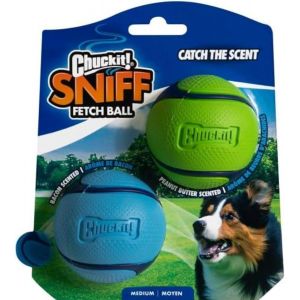 KALANKA-u2013 Sniff Fetch Ball Duo u2013 2 Balles à Poursuivre pour Chien u2013 2 Balles au Parfum de Bacon et de Beurre de Cacahuète u2013 Compatible avec Les Lanceurs Taille Medium u2013 Diamè - Neuf