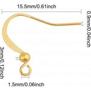50pcs 18k Plaqué Or Boucle D'oreille Crochets Fils D'oreille, Crochets De Boucle D'oreille Poisson Avec Boule Balancent Pour Bricolage Fabrication De Bijoux Artisanat[Bou9240844] - Neuf