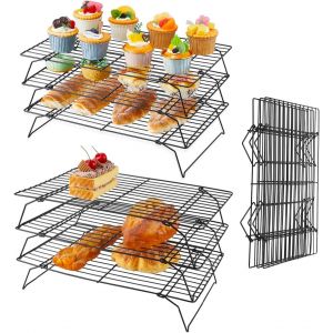2 Pièces Grille De Refroidissement, Grille De Four 40x25x7.5cm, Grille Patisserie, Grille De Refroidissement Patisserie À 3 Étages Pour Biscuit Gâteau Pain - Neuf