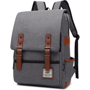 KALANKA-Sac &agrave; Dos Grande Capacit&eacute; pour Hommes et Femmes - Cartable d'&Eacute;paule 16 Pouces pour Ordinateur Portable - Messager Causal pour Travail, Voyage, &Eacute;cole - Toile Gris A - Neuf