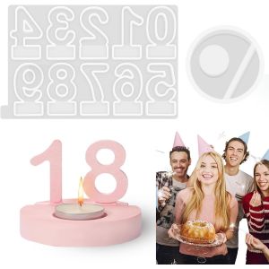 Moules En Silicone Pour Bougies 3d - Kit De Fabrication De Bougies En R&eacute;sine &Eacute;poxy, Moule Bougie Diy, D&eacute;corations De No&euml;l Et Mariages, Artisanat Parfum&eacute; Et Savons Faits &Agrave; La Main (Chiffres) - Neuf