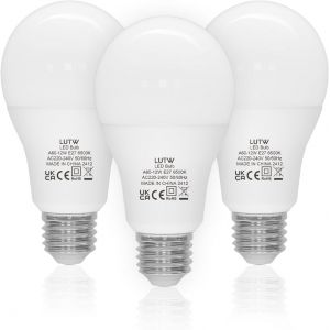 Kal-Ampoule Led E27 Blanc Froid 6500k, 12w Equivalent 100w, Ampoules Led A60 Culot Edison À Vis, 1200lm, Économie D'énergie À Angle De Faisceau 220 °, Non Dimmable, Plastique, Lot De 3 - Neuf