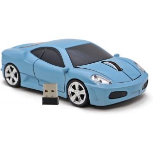 LKLJIJ-Souris d'ordinateur USB 2.4 GHz Voiture de Course Souris Optique Souris sans Fil 3D pour Windows et Mac (Blue) - Neuf