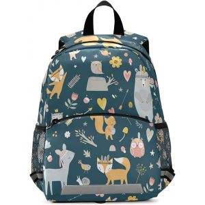KALSC-Isaoa Sac À Dos Avec Rênes Pour Garçons Et Filles Motif Animaux De La Forêt : Écureuil,Ours,Cerf,Renard,Hibou,Avec Rênes Pour Garçons Et Filles,Sac À Dos Pour Enfants,Maternelle,Sac De Voyage - Neuf
