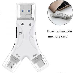 Lecteur de carte SD compatible avec Iphone / Ipad / Android / Mac / ordinateur / appareil photo,lecteur de carte micro SD 4 en 1,visionneuse de caméra de chasse,carte mémoire portable - Neuf