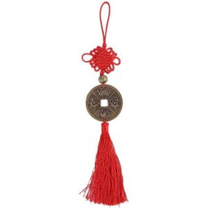 Kalanka-- Pendentif Porte Bonheur 4 Animaux C&eacute;lestes 30 Cm - Porte-Bonheur Chinois &Agrave; Suspendre - Amulette Japonaise - Omamori Porte Chance - Coloris Rouge - Cadeau Chine Japon Asie - Neuf