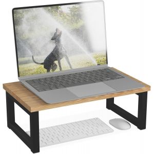 Support Pour Moniteur, Hxlxp : 15 X 40 X 23 Cm, Rehausseur Pour Le Bureau, Design Industriel, Nature/Noir - Neuf