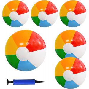 Kal-6 Pcs Ballons De Plage Gonflables, 3*30/2*40/1*50cm Ballons De Jeu D'eau De Fête, Balles Jouets Pour La Fête D'été À La Plage, Ballon Enfant Pour Jeux D'eau, Fête De Plage En Piscine Une Pompe À - Neuf