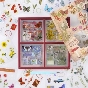 Lot De 100 Feuilles (510 Pièces) D'autocollants Vintage Pour Scrapbooking, Autocollants Décoratifs Transparents De Jungle Mystique, Kit De Fournitures De Scrapbooking Esthétiques, Plantes, Papillons - Neuf