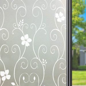 Film de confidentialité pour fenêtres en verre dépoli - Motif floral - Film décoratif statique pour fenêtre - 30 x 200 cm - Neuf