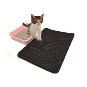 Tapis De R&eacute;cup&eacute;ration De Liti&egrave;re Pour Chat Avec Motif Enveloppe Et Envers Antid&eacute;rapant - Noir, 40 X 55 Cm - Neuf