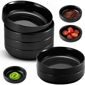 Mevronisshop-6 Pièces Bols À Sauce, Rond Bols À Tapas Et Sauces 8,7 X 2,5 Cm Mini Bols À Trempette Bols À Sauce Soja Noir Givré Coupelle Aperitif, Pour Sauce Soja, Ketchup, Épices, Condiment - Neuf