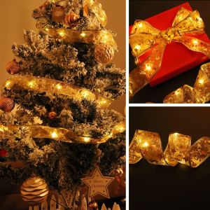 JGD-4M Ruban de No&euml;l LED s&eacute;rie - Ruban Lumineux Guirlande LED Lumi&egrave;re de No&euml;l, Ruban D&eacute;coratif de F&ecirc;te, D&eacute;coration de Maison D'arbre de No&euml;l (Or) - Neuf