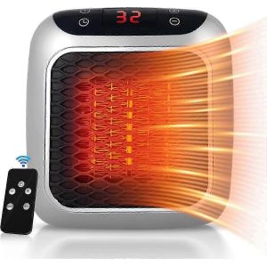 Radiateur portatif, radiateur en ceramique 800 W, radiateur soufflant electrique d'appoint avec telecommande, minuterie 12 h, affichage LED, 2 reglages de chaleur. - Neuf