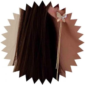 Kalhx-Boucles D'oreilles Papillon &Agrave; Pompon Boucles D'oreilles Longues En Cristal Dor&eacute; Boucles D'oreilles Goutte Boho Strass Papillon Lasso Boucles D'oreilles Pendantes D&eacute;claration Bling - Neuf