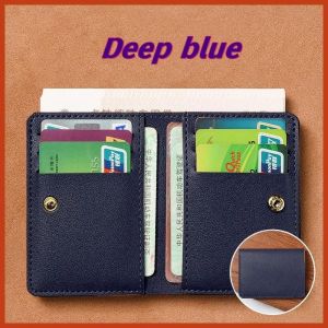 2025 Nouveau Portefeuille Femme Simple Bouton Pliant Petit Portefeuille Permis De Conduire Carte Sac Portefeuille En Cuir Souple.Deep Blue. - Neuf