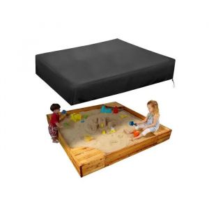 B&acirc;che De Protection Bac &Agrave; Sable 180x180 Cm Imperm&eacute;able En Tissu Oxford 210d Noir Couverture Carr&eacute;e Anti-Uv Avec Cordon De Serrage - Neuf