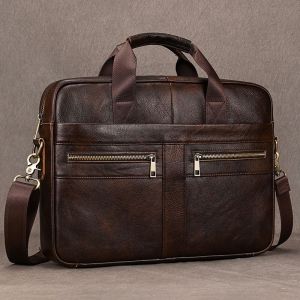 Newsbirds-Sac d'ordinateur en cuir véritable pour homme,étui à bombes pour homme,sac fourre-tout pour homme d'affaires,couche de médecin,15 ",6" - Design 1 coffee - Neuf