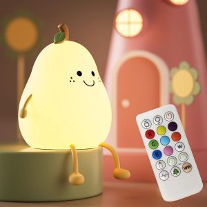 Eryi-Veilleuse Enfants, Lampe Poire En Silicone Pour Bébé Et Enfant En Bas Âge, Veilleuse Fruit Avec Télécommande, Lampe De Nuit Pour Chambre À Coucher, De Chevet Kawaii Pour Chambre De Ga - Neuf