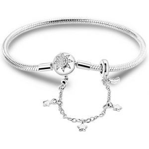 Eryi-Bracelet En Argent 925 Avec Chaîne Serpent Pour Charms Pandora Ou Charms Européens Bracelet En Argent Perlé Cadeaux Pour Femmes - Neuf