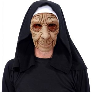 Horreur Nonne Masque,Halloween Horreur Latex Masque Avec Foulard Casque,Nonne Effrayante D'halloween Effrayant Cosplay Masque,Masque De Terreur D'halloween Pour Costume Cosplay.[J99] - Neuf