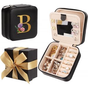 Trahoo-Bow-Tied Cadeau,Boîte À Bijoux,Rangement Bijoux Avec Miroir,Petite Boîte De Rangement,Boîte À Bijoux De Voyage - Noir,Pour Montres,Rouge À Lèvres,Boucles D'oreilles,Colliers (B) - Neuf