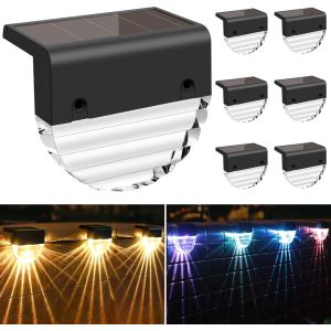 Lampe Solaire Pour Jardin Ext&eacute;rieur, Ip65 Imperm&eacute;able &Agrave; L'eau Led Lampe Solaire, Blanc Chaud Applique Ext&eacute;rieure Cl&ocirc;ture Lumi&egrave;re/Jardin Escalier Cl&ocirc;ture Changement De Couleur, 6pcs - Neuf