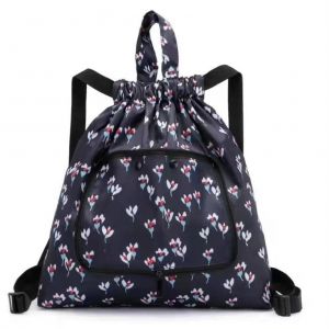 Sac a dos a cordon de serrage, sac a dos resistant a l'eau, pliable, portable, pour le sport, la gym, le shopping, la plage, la natation, les voyages, motif floral - Neuf