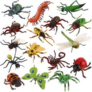 Sansh-Lot De 16 Figurines D'insectes Réalistes Comme Libellule, Araignée, Moustique, Jouet Éducatif Pour Enfants, Cadeau D'anniversaire, Décoration De Gâteau - Neuf