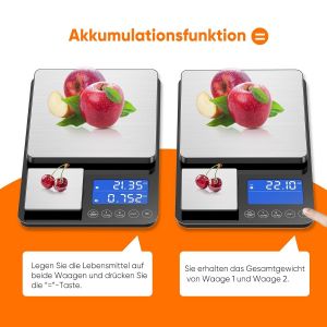 Balance De Cuisine Numérique Avec Double Plate-Forme - 15 Kg/1 G Et 500 G/0,01 G - Balance De Cuisine Avec Fonction Tare Et Suceur - 7 Unités - Idéale Pour La Cuisine, La Pâtisserie Et La - Neuf