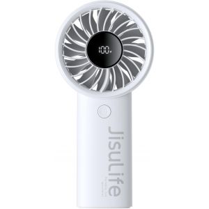 KALANKA-Mini ventilateur portable 5000 mAh avec vent puissant, mini ventilateur rechargeable par USB avec affichage num&eacute;rique, 5 vitesses de vent, id&eacute;al pour les voyages, l'&eacute;cole, les cils - Gris - Neuf