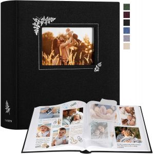 Album Photo Scrapbooking,Grand Lin conception de fen&ecirc;tre DIY Album 100 Pages Blanches Avec S&eacute;parateurs de Cellophane Pour 9x13cm 10x15cm 13x18cm Photos (30x33,5cm,Noir) - Neuf