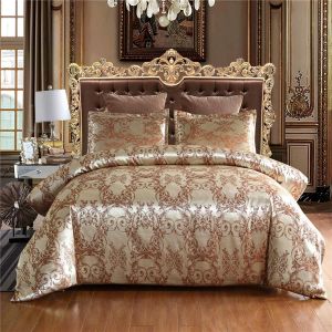 Parure De Lit Jacquard, Housse De Couette Au Motif Baroque, Aspect Romantique, Parure De Lit Satin&iquest;&iquest;E Avec Fermeture &iquest;&iquest;Clair (Brown, X Cm) - Neuf