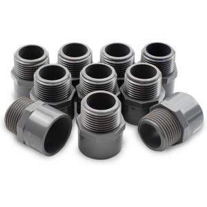 10 Pcs Noir 1-1/4"" Mâle BSP Filetage à 40mm Bordereau de Prise de PVC Hex Mamelon Connecteur, Adapté pour l'Irrigation de Terres cultivables, Connexion de Tuyau d'Eau - Neuf