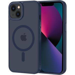 Pps-Coque Pour Iphone 13 Magnétique Compatible Avec Magsafe, Étui Mat Translucide Minimaliste, Pc Dur Housse Arrière Anti-Rayures + Tpu Bumper Antichoc - Bleu - Neuf