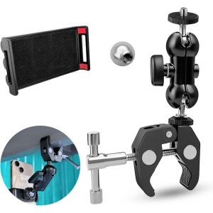 Super Clamp for Camera Holder with Double Ball Head 360° Clamp for Mini Magic Arm with Super Clamp Tripod Ball Head Clamp, Portable Tablet - Neuf