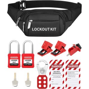 ASFASFq-Kit de Consignation Électrique Professionnel, Lockout Kit Comprenant consignation universelle de disjoncteur, étiquette de consignation, cadenas consignation pour l'industrie - Neuf