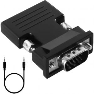Adaptateur Hdmi Vers Vga Convertisseur Hdmi Femelle Vers Vga M&acirc;le Avec Sortie Vid&eacute;o Full Hd 1080P St&eacute;r&eacute;o Pour Moniteurs, T&eacute;l&eacute;v urs, Ordinateurs Portables, Pc, Projecteurs (Noir)[Video937] - Neuf