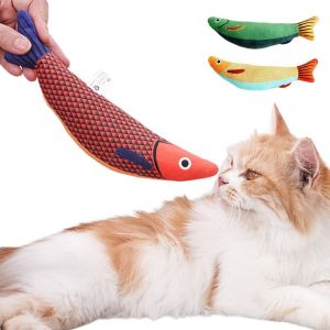 Lot De 3 Jouets Interactifs Pour Chat En Forme De Poisson-Saury Avec Clochettes, Pour Jouer &Agrave; L'int&eacute;rieur. - Neuf