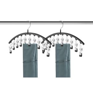 Lot de 2 cintres &agrave; 10 pinces pour pantalons de yoga, leggings, jupes, shorts et plus encore - Organisateur de placard - Neuf