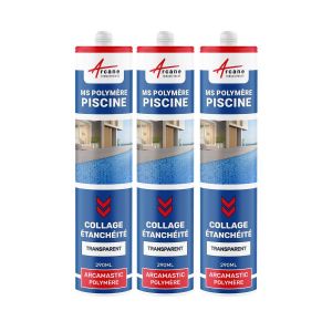 Mastic piscine, colle et &eacute;tanch&eacute;it&eacute;, pvc, carrelage Transparent 290 ml x 3 - ARCANE INDUSTRIES - Neuf