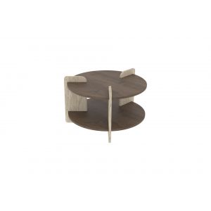 Table basse en bois "Oalla" 70 x 70 x 45 cm - Noyer - Neuf