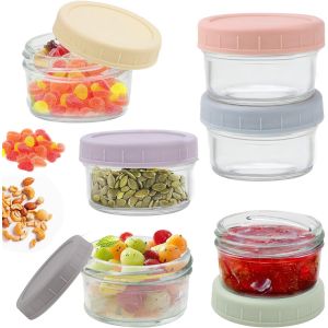 Boîtes De Conservation Cuisine Verre Avec Couvercle 6 Pièces 80 Ml Petites Boîtes De Congélation Récipients Alimentaires Sauce Pour Stockage Des Aliments - Neuf
